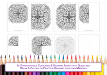 Load image into Gallery viewer, Flower Garden Mandala - Downloadable colouring & drawing sheets