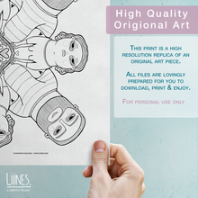 Load image into Gallery viewer, Him Her Mandala - Downloadable colouring & drawing sheets