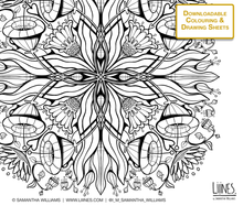 Load image into Gallery viewer, Flower Garden Mandala - Downloadable colouring & drawing sheets