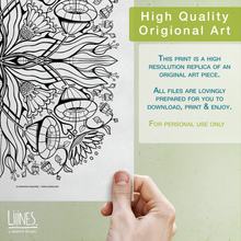 Load image into Gallery viewer, Flower Garden Mandala - Downloadable colouring & drawing sheets