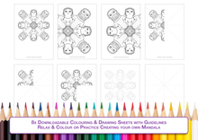 Load image into Gallery viewer, Him Her Mandala - Downloadable colouring & drawing sheets