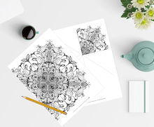 Load image into Gallery viewer, Monstera Mandala - Downloadable colouring & drawing sheets