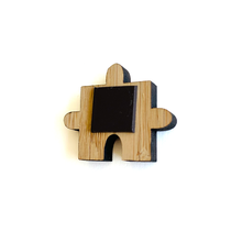Load image into Gallery viewer, Bamboo Magnet- Happy puzzle piece (innie)