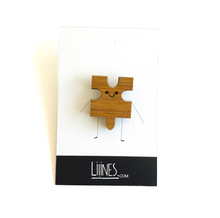 Load image into Gallery viewer, Bamboo Magnet- Happy puzzle piece (outie)