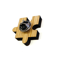 Load image into Gallery viewer, Bamboo Pin - Sad puzzle piece (outie)