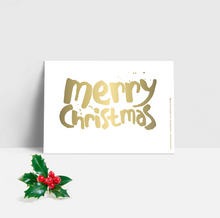 Load image into Gallery viewer, Gold hand-lettered Merry Christmas Card - Instant DOWNLOAD