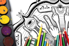 Load image into Gallery viewer, Flip Off Mandala - Downloadable colouring & drawing sheets