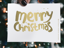 Load image into Gallery viewer, Gold hand-lettered Merry Christmas Card - Instant DOWNLOAD