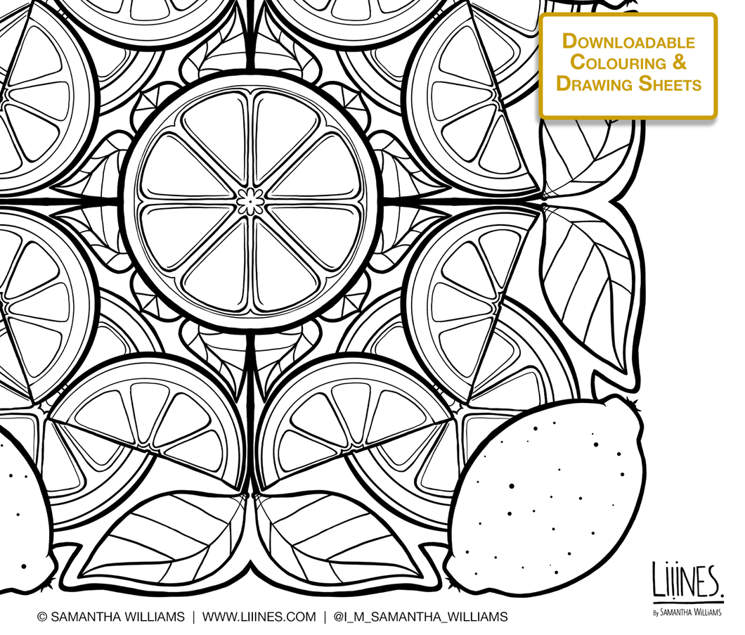 Lemons Mandala - Downloadable colouring & drawing sheets