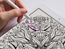 Load image into Gallery viewer, Flower Garden Mandala - Downloadable colouring &amp; drawing sheets
