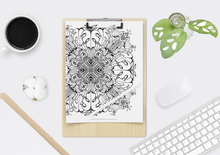 Load image into Gallery viewer, Monstera Mandala - Downloadable colouring &amp; drawing sheets
