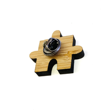 Load image into Gallery viewer, Bamboo Pin - Happy puzzle piece (innie)
