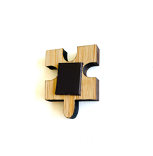 Load image into Gallery viewer, Bamboo Magnet- Happy puzzle piece (outie)
