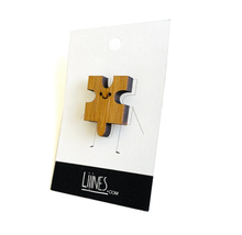 Load image into Gallery viewer, Bamboo Pin - Happy puzzle piece (outie)
