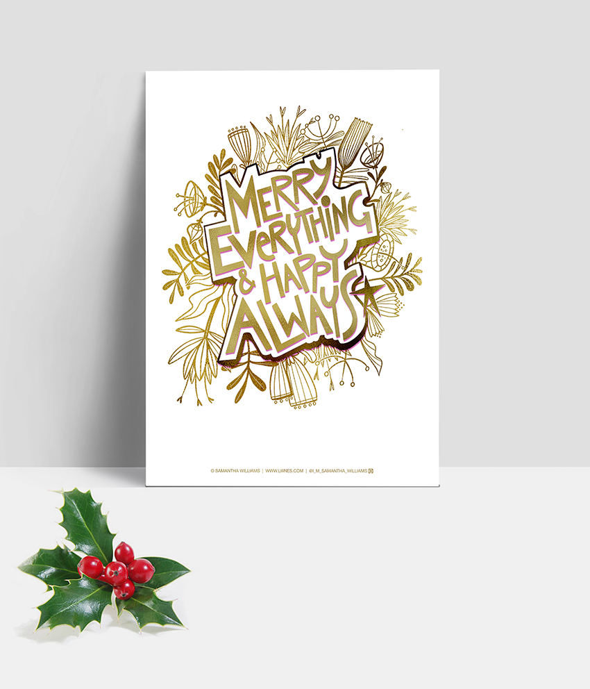 Merry Everything & Happy Always greetings card - Instant DOWNLOAD