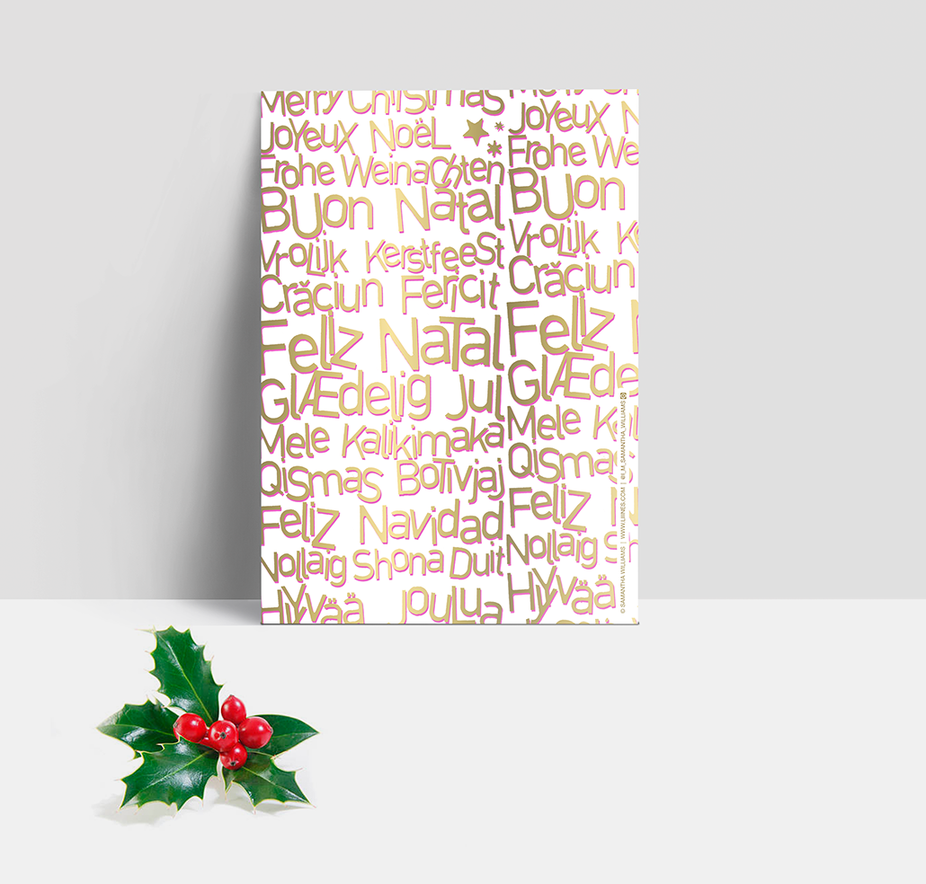 Merry Christmas (in 14  Different Languages) Christmas card - Instant DOWNLOAD